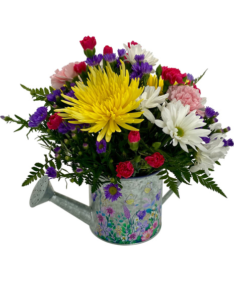 Garden Beauty Watering Can Bouquet