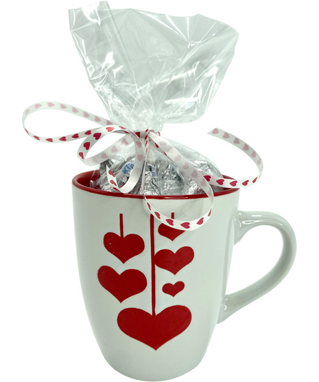 Give Me A Kiss mug filled w/ Chocolates - dishwasher safe